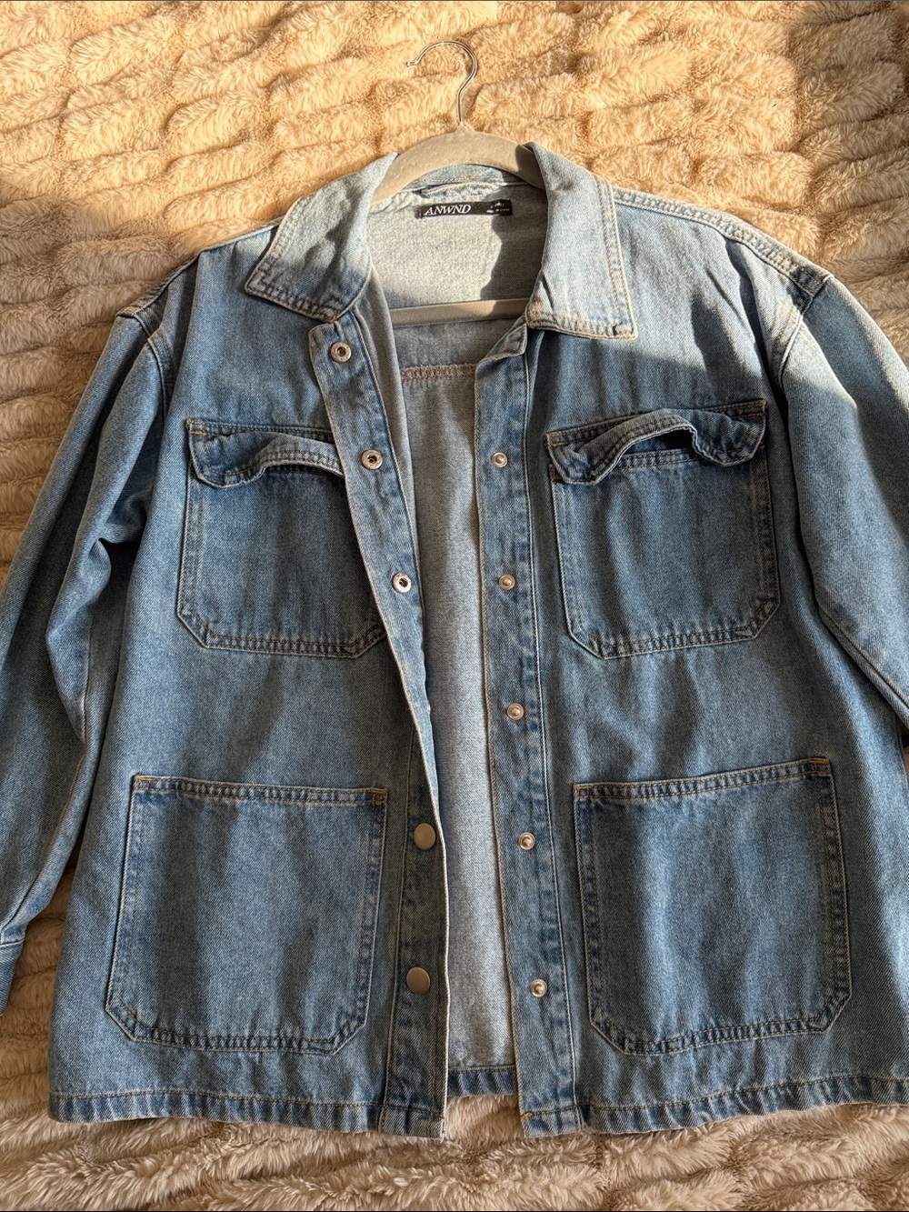 Women’s Light Blue Denim Jacket with Snap Front